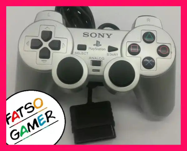 Silver Genuine Playstation 2 Controller PS2 Dual Shock (Pre-Owned) - FatsoGamer